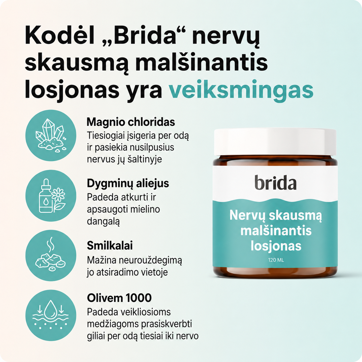 Brida nervų skausmą malšinantis losjonas
