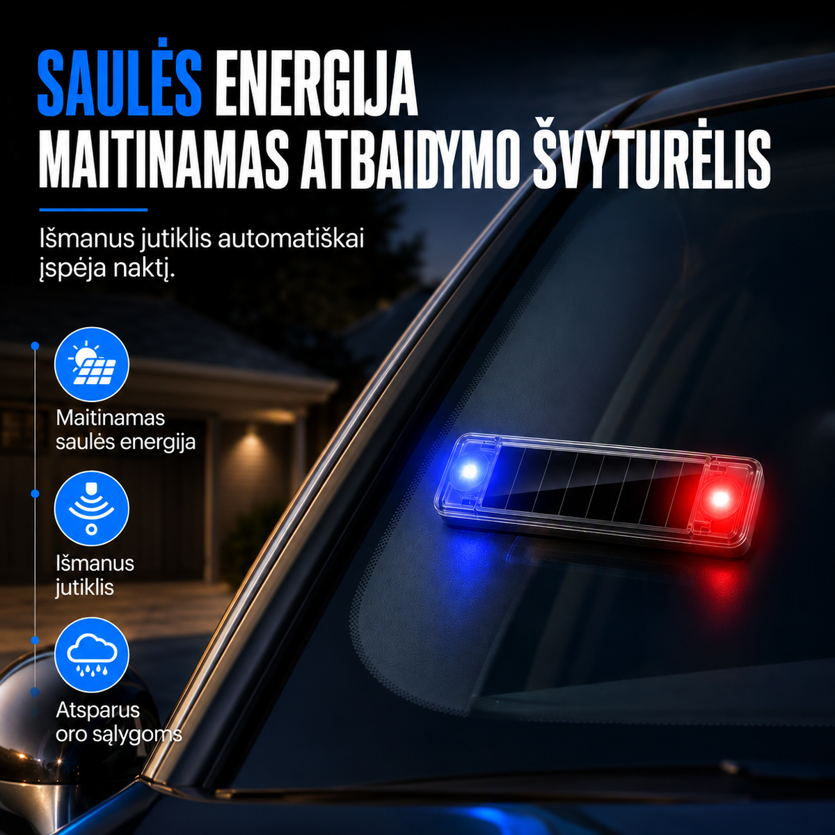 Saulės energijos apsaugos lemputė